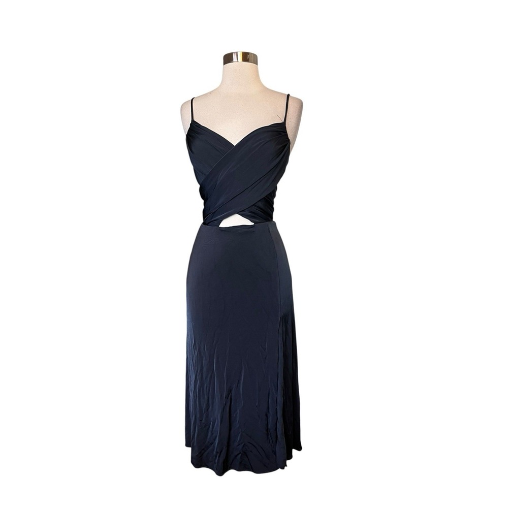 cushnie et ochs dress Size 0 Blue Draped Cutout Open Back Front Slit